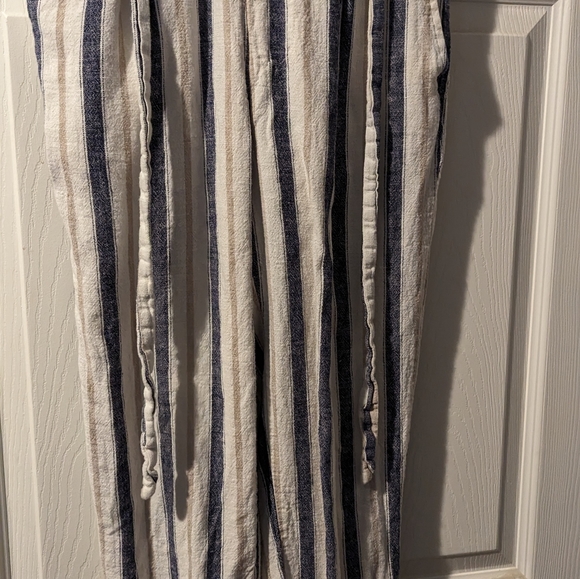Striped linen cuffed pants medium - Picture 2 of 2